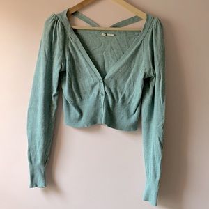 Anthropologie Moth crop cardigan sweater aqua blue XS
